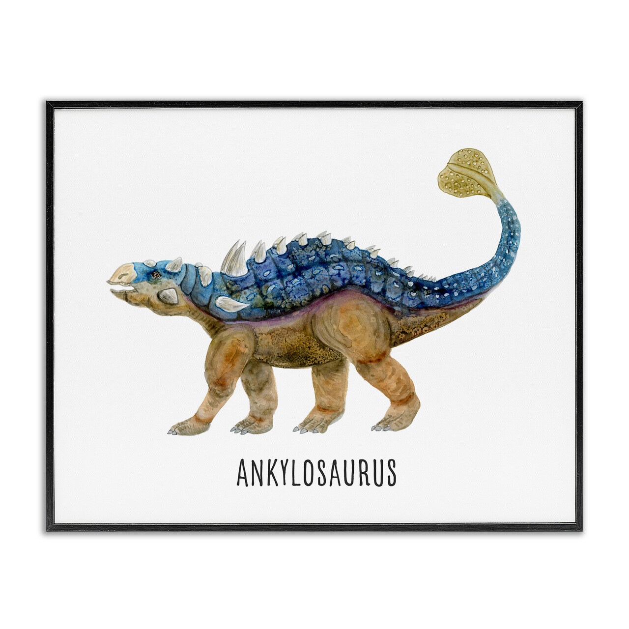 Stupell Industries Ankylosaurus Dinosaur Learning Framed Giclee Wall Art Design by Brett Blumenthal